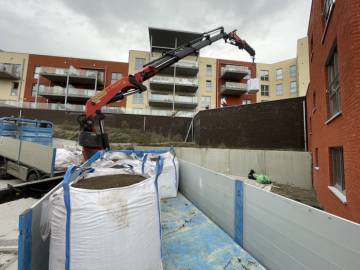 Toiture verte réalisée sur un bâtiment à appartements à Liège