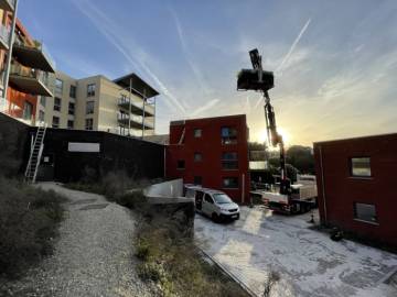 Toiture verte réalisée sur un bâtiment à appartements à Liège